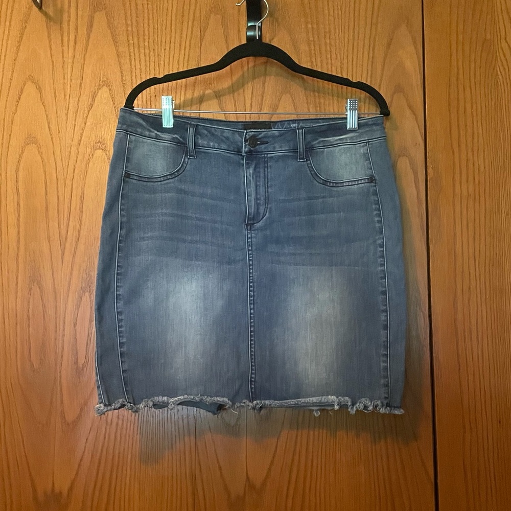 Denim Mini Skirt Blue Distressed